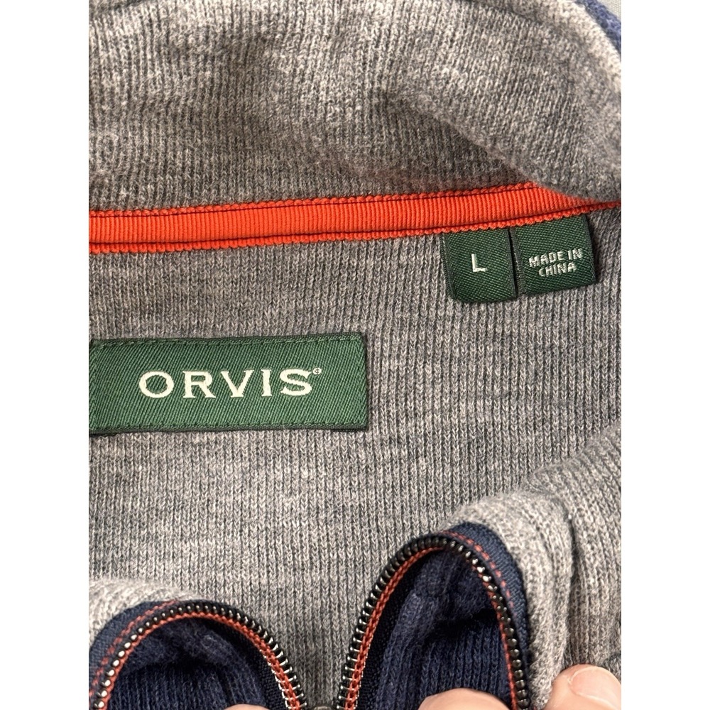 Orvis 1/4 Zip Pullover Sweater Pima Cotton Mens Large Navy Casual Comfy Outdoor - Picture 2 of 13